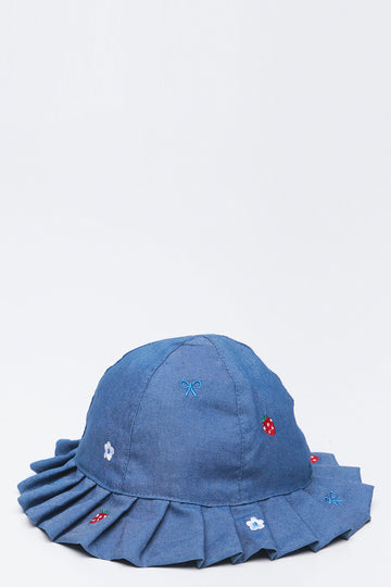 Blue Denim Pleated Hat