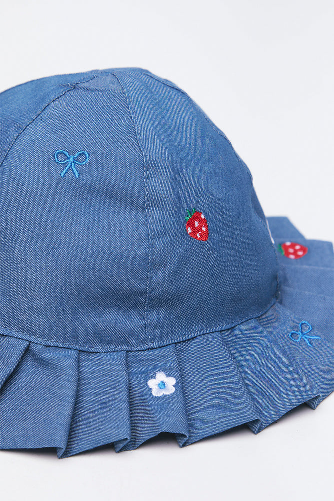 Blue Denim Pleated Hat (1)