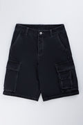 Grey Multi Pocket Denim Shorts