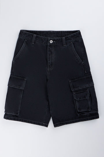 Grey Multi Pocket Denim Shorts