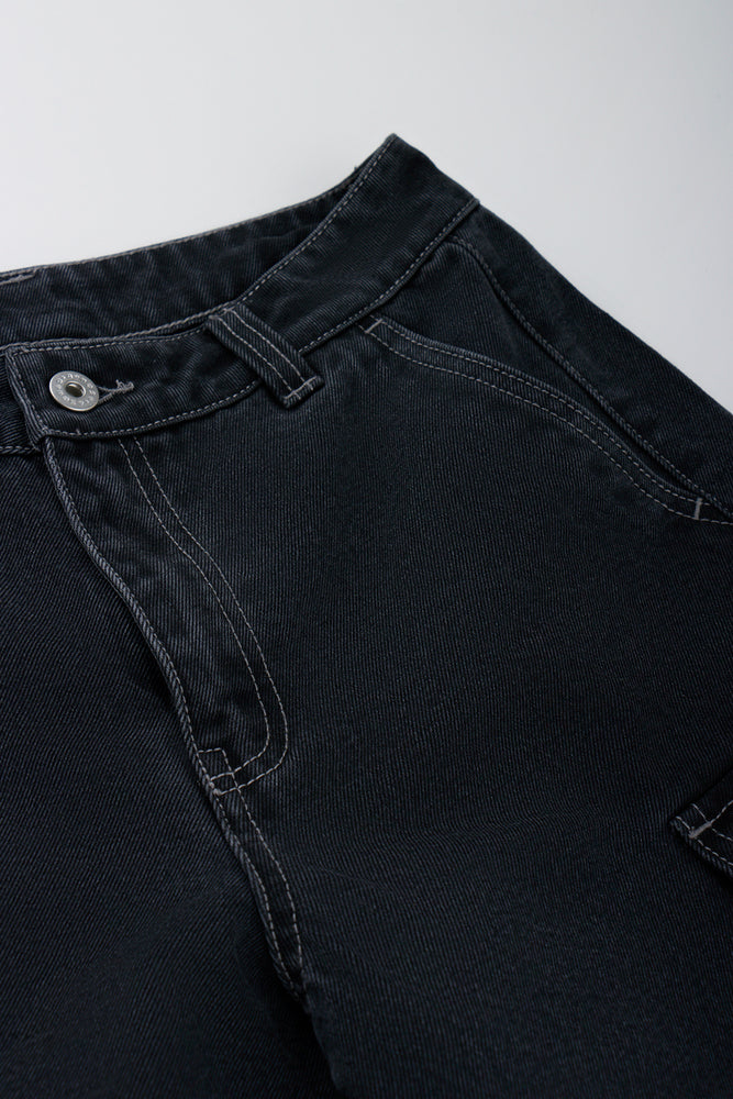 Grey Multi Pocket Denim Shorts (1)
