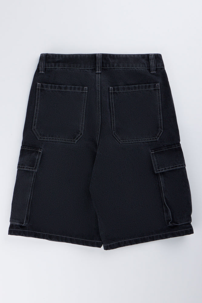 Grey Multi Pocket Denim Shorts (2)
