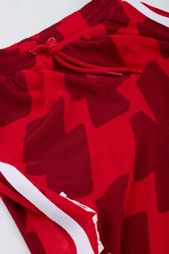 Red Nevada Patterned Sports Shorts (1)