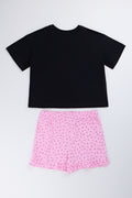 Pink & Black T-Shirt and Shorts Set (2)