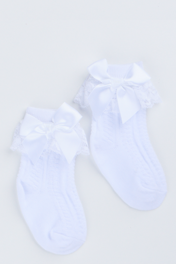 White Occasion Lace Bow Socks