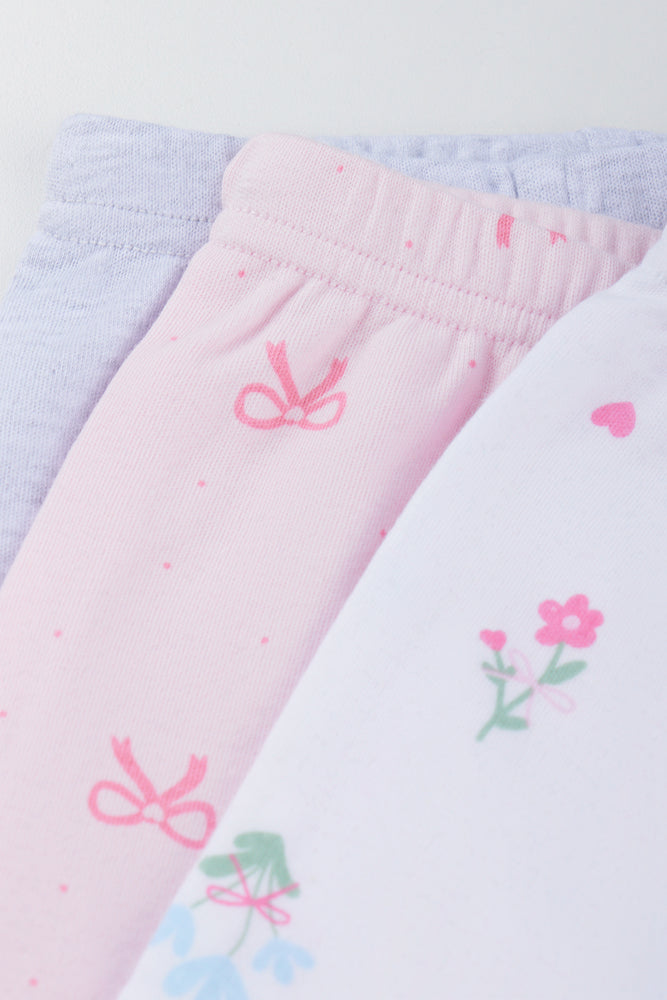 3 Pack Floral Footed Pants (1)