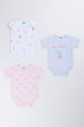 3 Pack Floral Bow Bodyvests