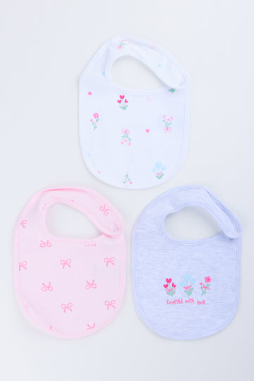 3 Pack Floral Ribbon Bibs