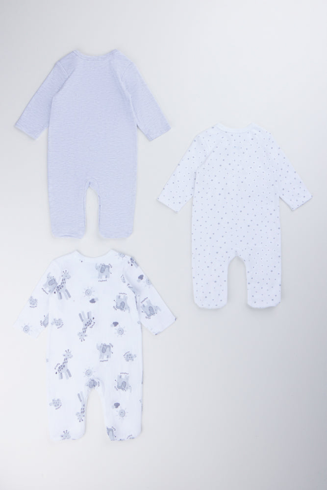 3 Pack Safari Print Sleepsuits (2)