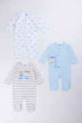 3 Pack Racecar Print Sleepsuits