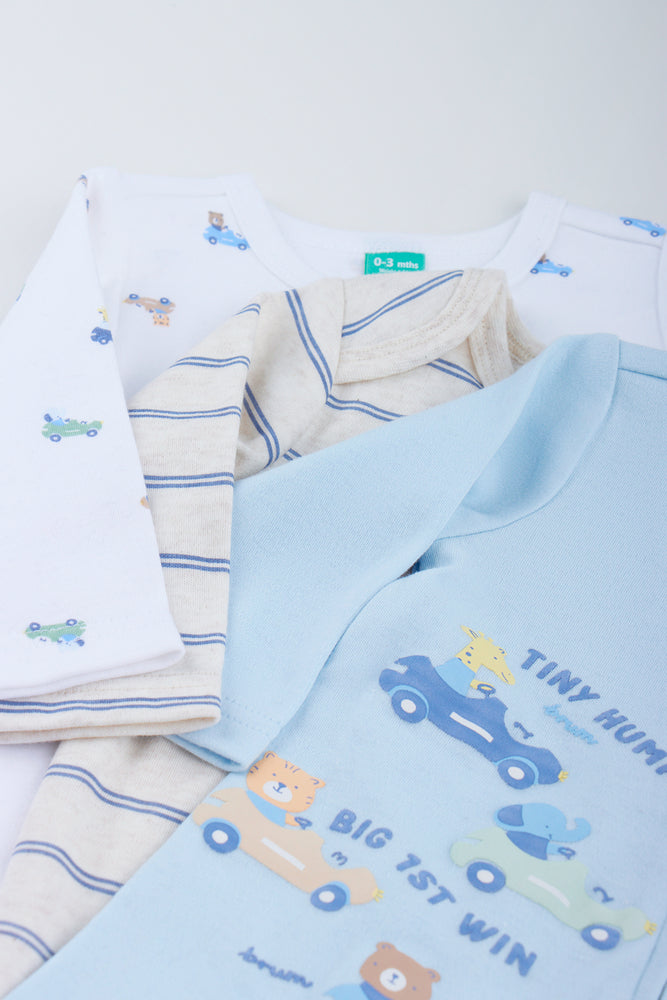 3 Pack Racecar Print Sleepsuits (1)