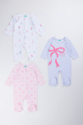 3 Pack Bow Sleepsuits