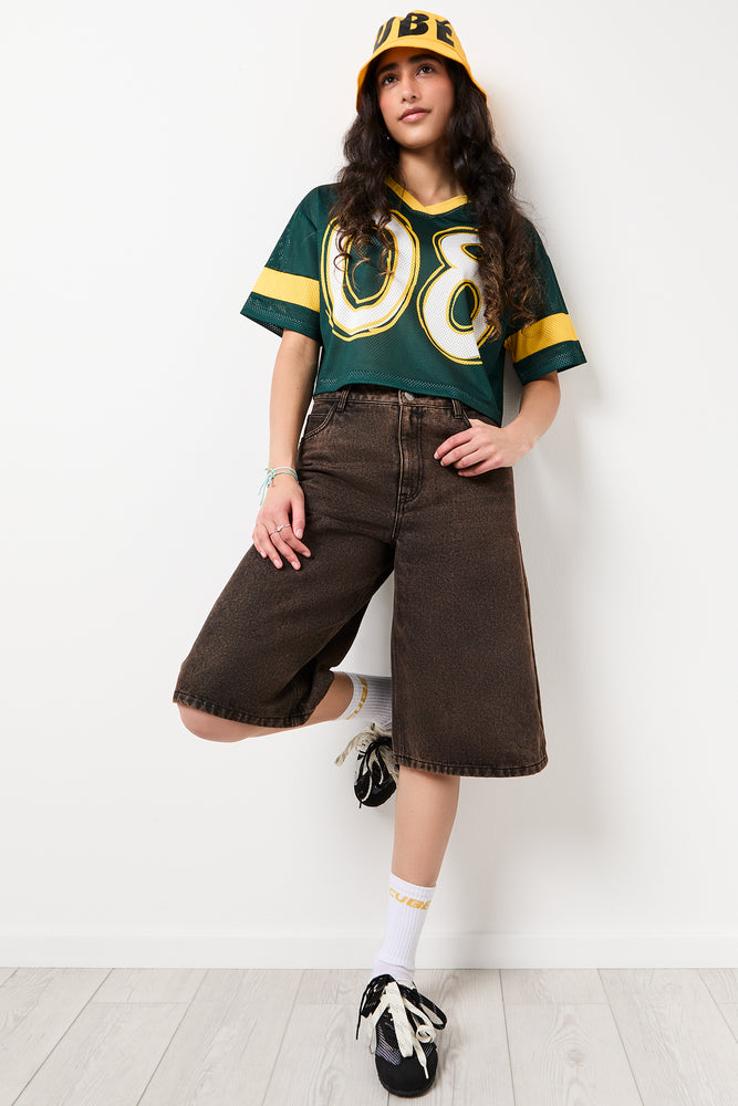 Rust Brown Denim Short Jeans