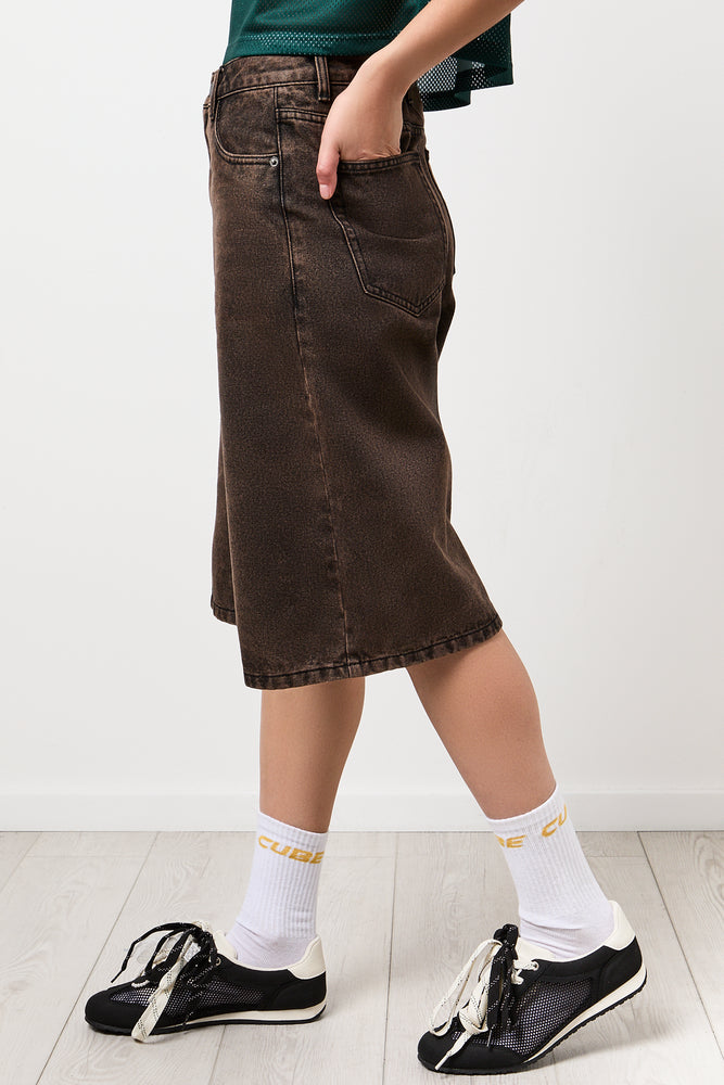 Rust Brown Denim Short Jeans (1)