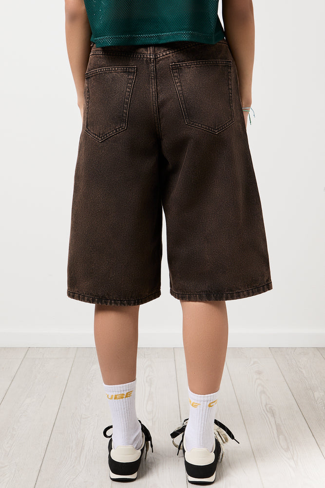Rust Brown Denim Short Jeans (2)