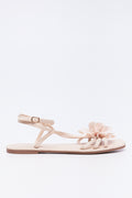 Beige Floral Ankle Strap Sandals (1)