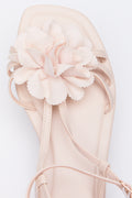 Beige Floral Ankle Strap Sandals (4)