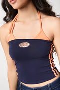 Navy Orange Layered Crop Top (3)