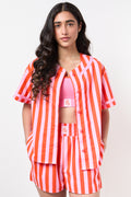Striped Button Up Shirt Set