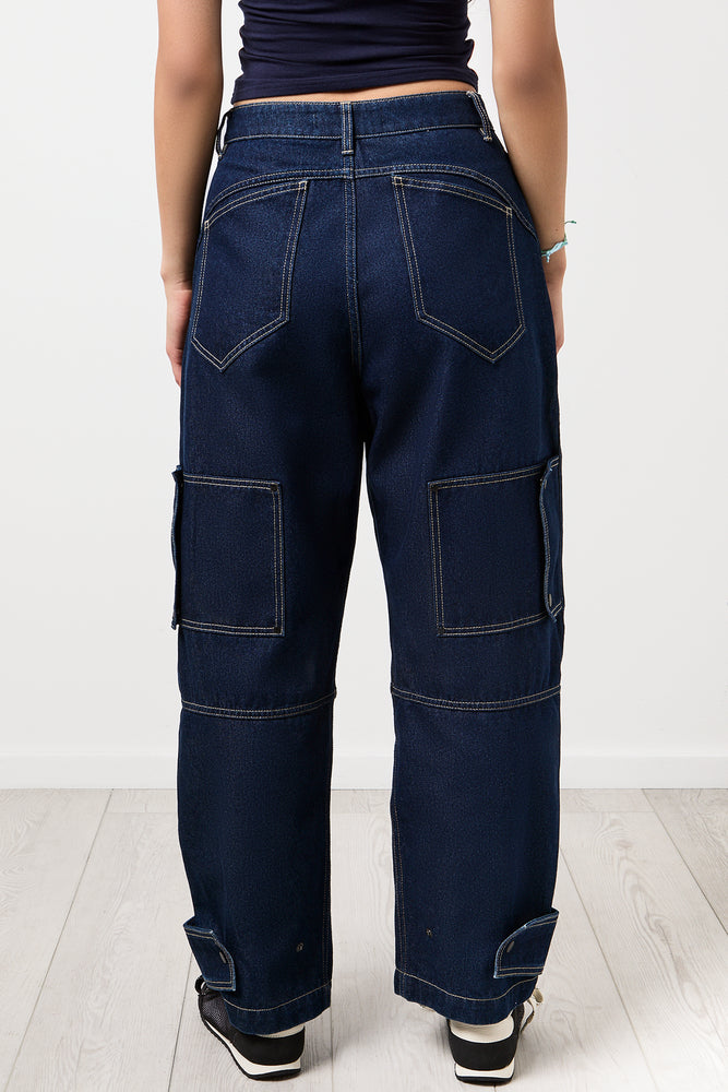 Indigo Utility Cuffed Barrel Pants (2)