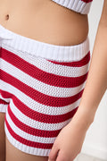 Red & White Striped Knit Short (3)
