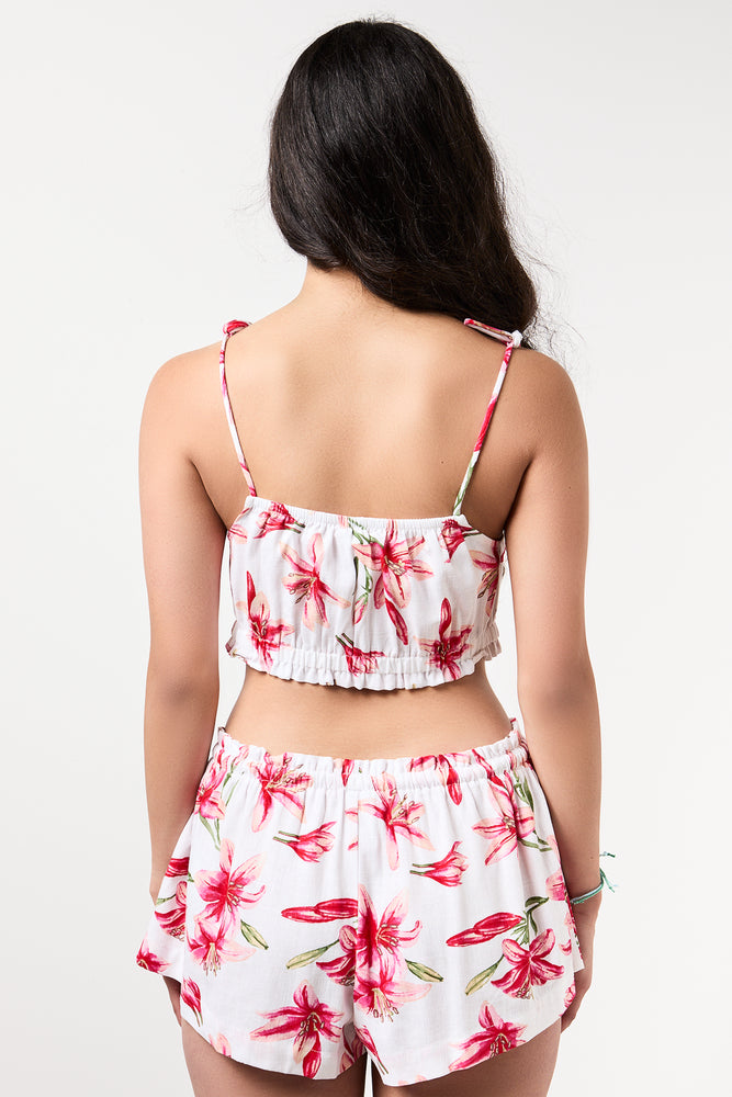 Floral Print Strappy Crop Top (2)