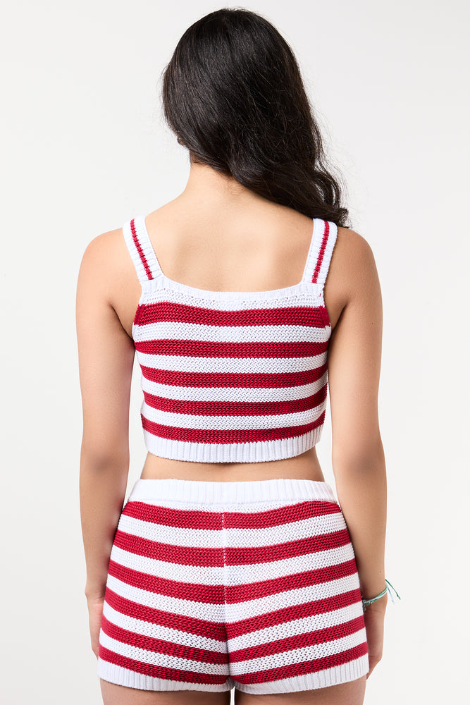 Red & White Striped Knit Vest (2)