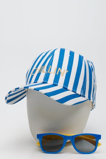 Striped Chillin Cap & Sunglasses Set
