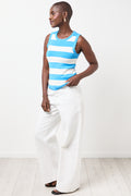Blue & White Striped Scalloped Knit Vest (1)