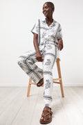 Tile Print Viscose Pants