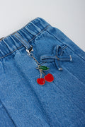 Blue Pleated Denim Skirt (1)