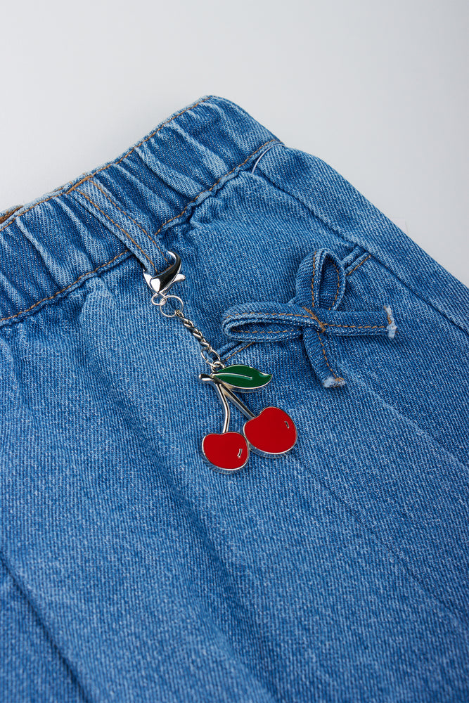 Blue Pleated Denim Skirt (1)
