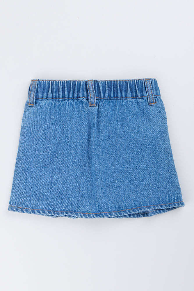 Blue Pleated Denim Skirt (2)