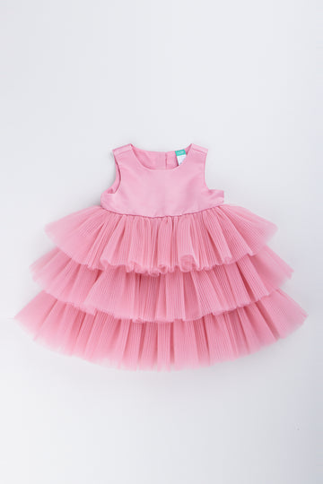 Pink Tiered Tulle Party Dress