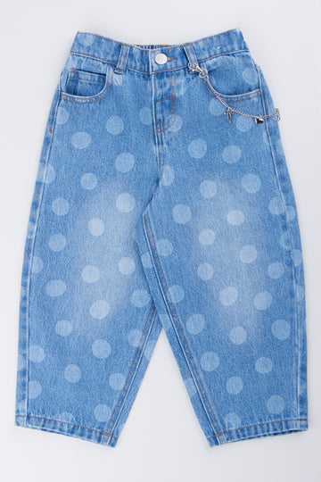 Blue Spotted Barrel Jeans