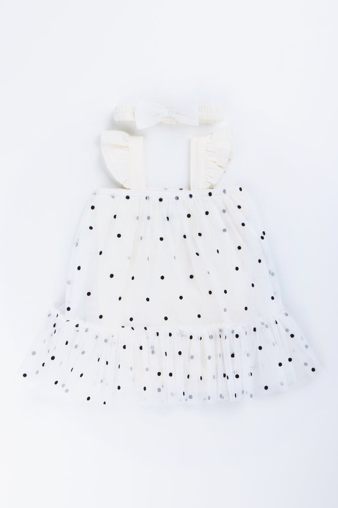 Polka Dot Tulle Dress & Headband Set