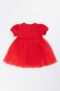 Red Ribbed Bow Occasion Dress (3)