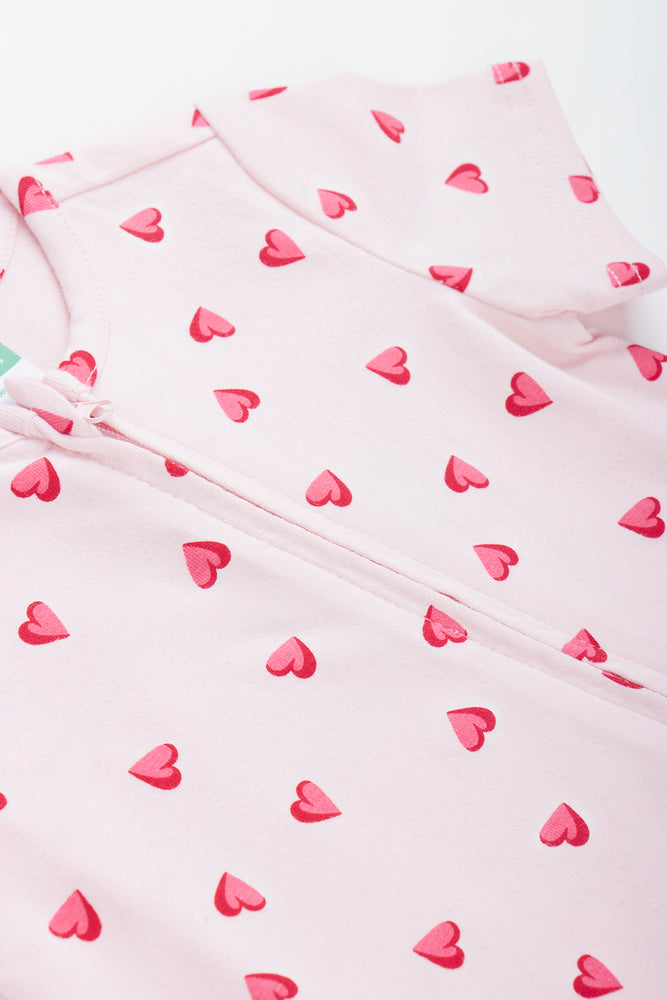 Pink Heart Print Baby Romper (1)