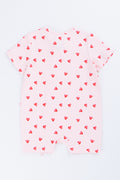 Pink Heart Print Baby Romper (2)