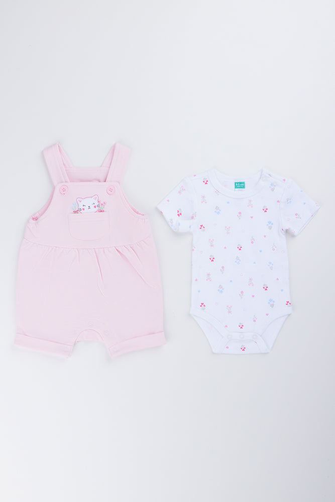 Pink Cat Dungaree Set (3)