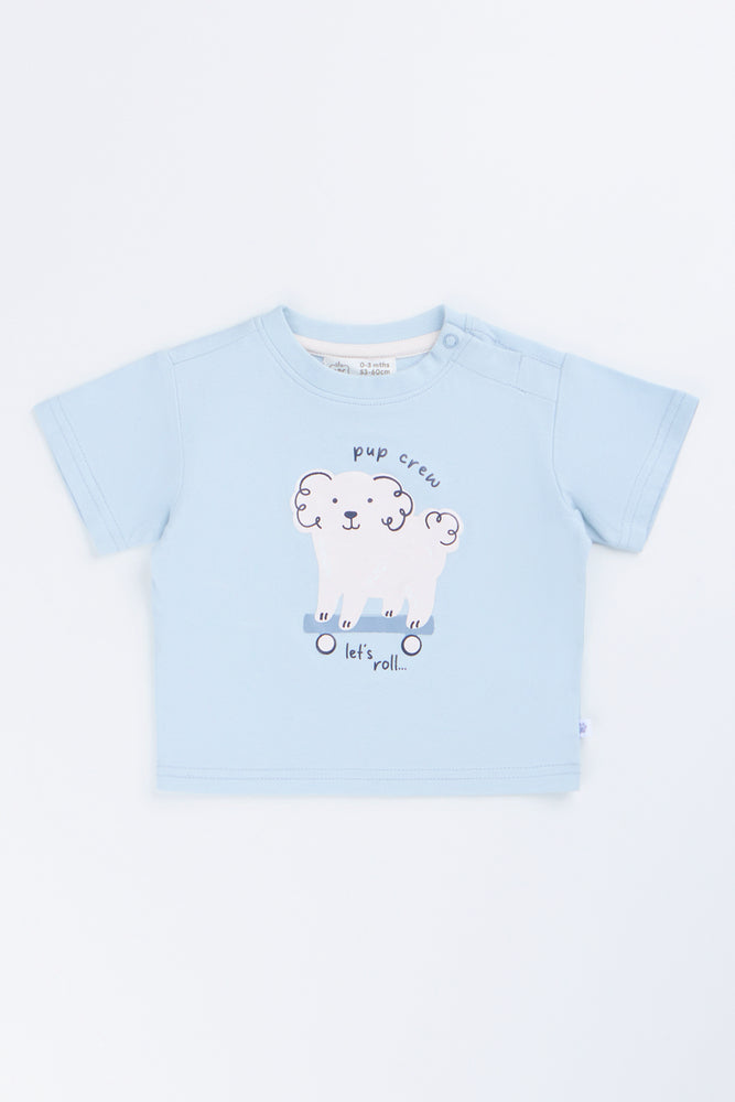 Light Blue Puppy Graphic T-Shirt