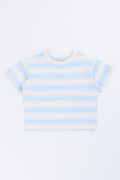 Cream & Blue Striped Cotton T-Shirt