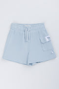 Blue Textured Knit Shorts