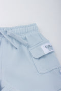 Blue Textured Knit Shorts (1)