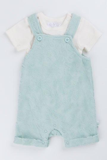 Sage Embossed Fleece Dungaree Set