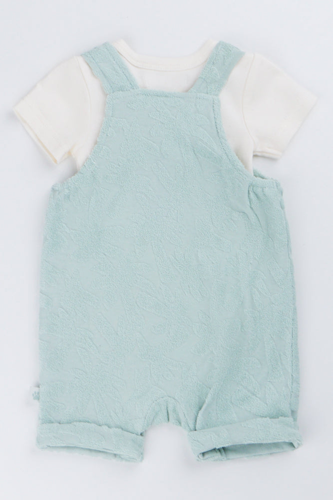 Sage Embossed Fleece Dungaree Set (2)
