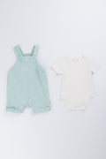 Sage Embossed Fleece Dungaree Set (3)