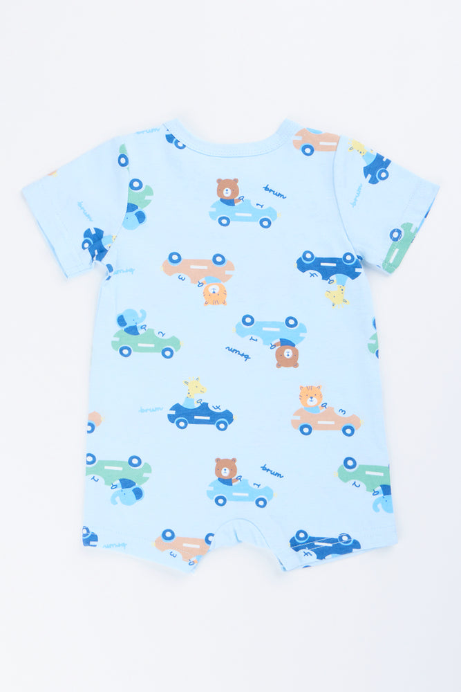 Blue Car Print Romper (2)