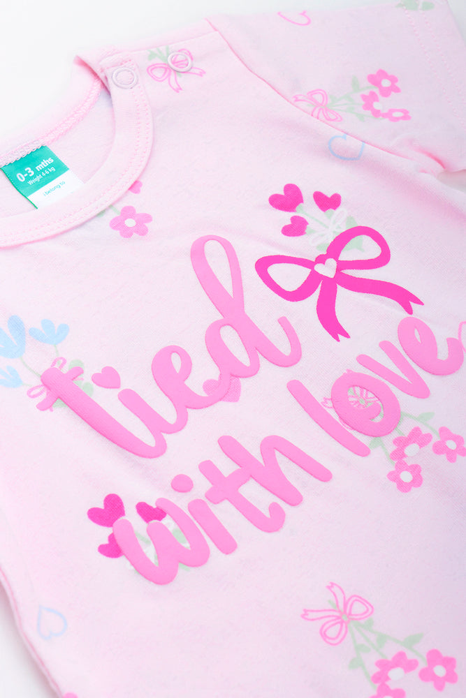 Pink Floral Bow Baby Romper (1)