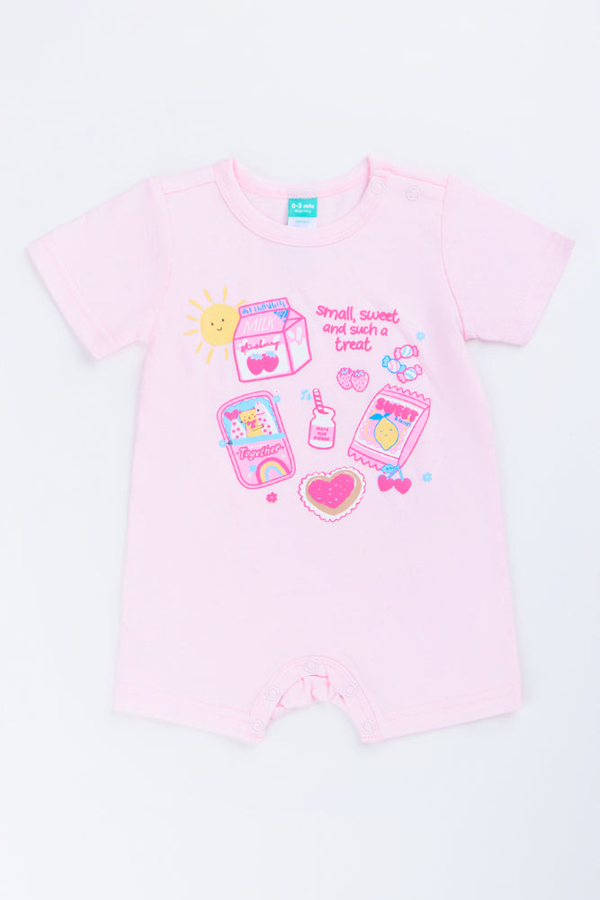 Pink Strawberry Sweet Print Romper